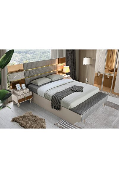 AYDINEV Marsilya Bazalı Karyola Ve Başucu-bench'li +2 Adet Komodin