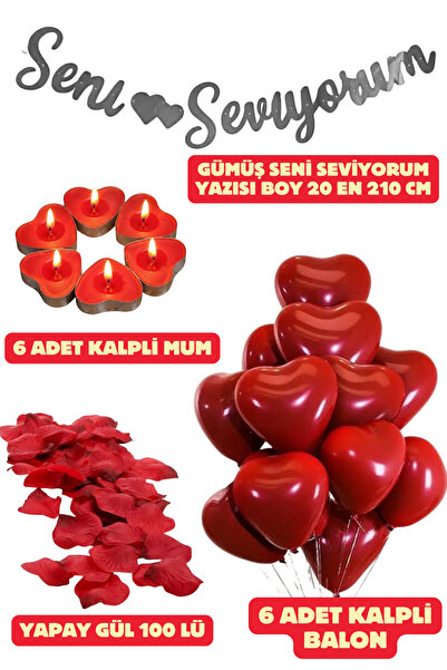 Baloncu Nene Seni Seviyorum Yazısı Kırmızı Kalpli Balon Romantik Sevgililer G...