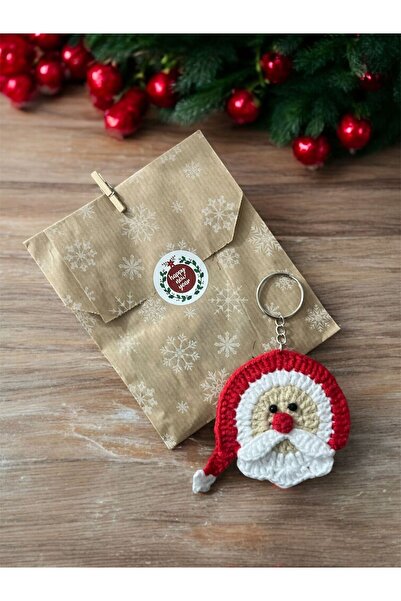 ALSEV Yılbaşı temalı Noel Baba hediyelik amigurumi el örgüsü anahtarlık