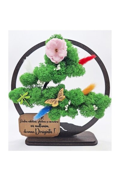 OEM Decorative Painting - Bonsai with Stabilized Lichens and Decorative Accents