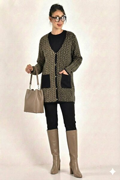 onno style woman Classic Leopard Print Knitwear Jacket