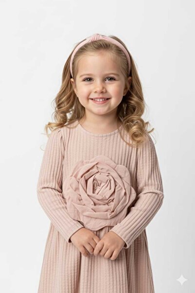 ELAGÜL Kız Bebek Elbise Kız Çocuk Elbise Önü Gül Motifli Doğum Günü Parti Düğ...