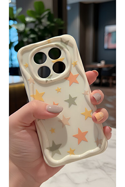 Hatreds Xiaomi Redmi Note 14 Pro Uyumlu Pastel Yıldız Desenli Dalgalı Kenar K...