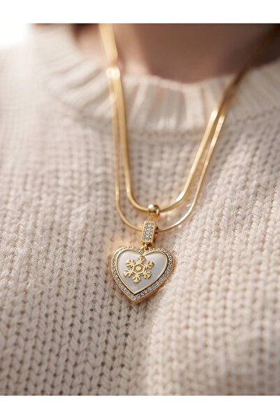 ayoljewelry Snow Heart Double Gold Steel Necklace