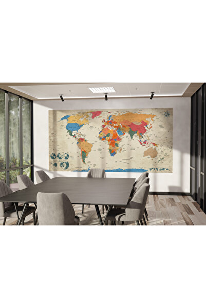 Pluswall Güncel, Detaylı ve Anlaşılır Siyasi Dünya Haritası, Kendinden Yapışk...