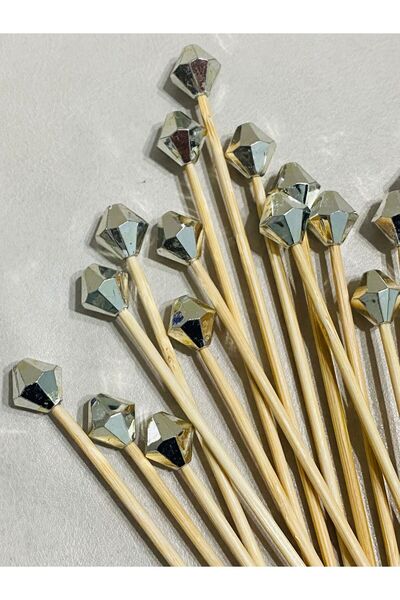 yağmur gökçe رقم: 216-30 قطعة من أعواد الأسنان الفضية المزينة بالألماس للخطوب...