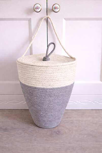 ÖRGÜM Bag Holder Decorative Organizer Basket with Lid 30X20 cm