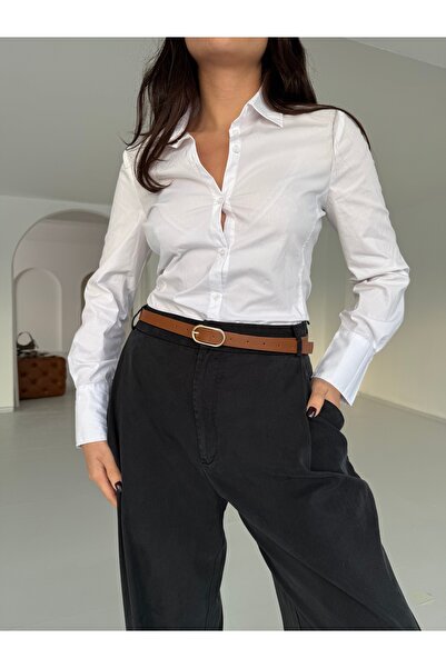 coaksco Curea de damă cu cataramă aurie, maro, casual și elegantă