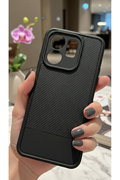 Hatreds İnfinix Hot 50i ve Smart 9 İçin Uyumlu Premium Karbon Fiber Desenli D...