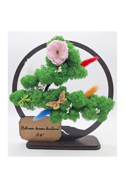 OEM Decorative Painting - Bonsai with Stabilized Lichens and Decorative Accents