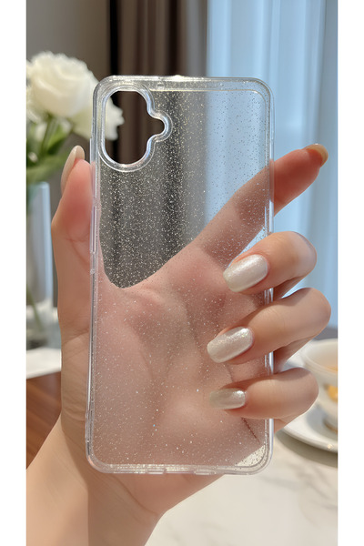 Hatreds Samsung Galaxy A06 İçin Uyumlu Premium Simli Şeffaf Koruyucu Arka Kapak