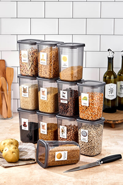 OES HOME 12-Piece Food Storage Set with Labels and Leak-Proof Lids - 1200ml - 20 Labels as a Gift