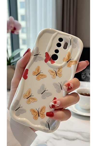 Hatreds Xiaomi Redmi Note 8 Pro Uyumlu Renkli Kelebek Desenli Dalgalı Kenar Kılıf - Kamera Korumalı