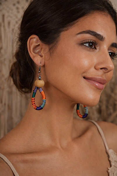 Rhaco Design Festival rasta el yapımı boho bohem etnik ahşap boncuk küpe hediye paketli