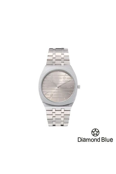Diamond Blue ساعة دايموند بلو رجالية، سور فضي وصحن بيج، كلاسيكية متجددة لكل الأوقات.