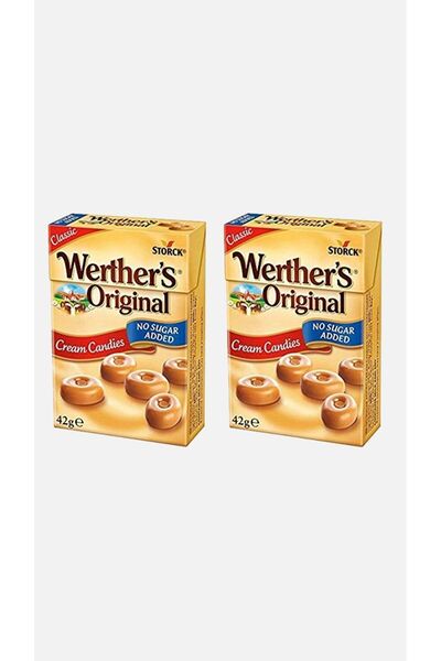 Werther's Original حلوى كريمية 42 جرام بدون إضافة سكر (قطعتان)