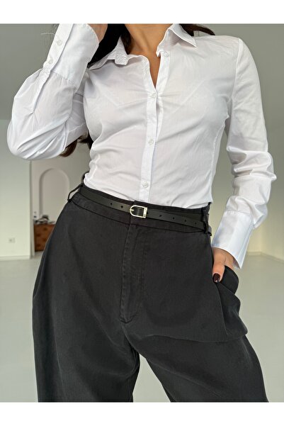 coaksco حزام نسائي أسود بسيط بمشبك قفل