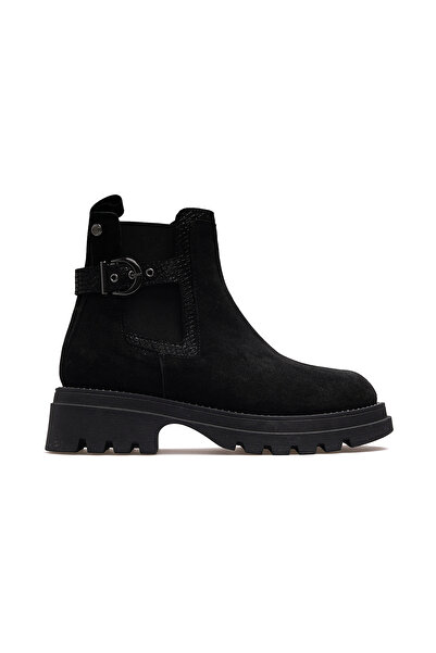 Mammamia Women's Genuine Leather Casual Daily Boots 25K D25Kb-4185 Z Black Suede