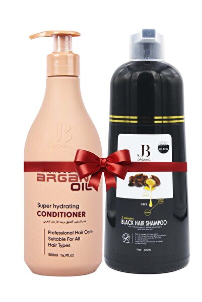 GP شامبو صبغة الشعر الأسود العضوي + بلسم زيت الأرغان المغربي 500 مل