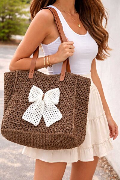 MAKSESUAR Paper Rope Daily Use Large Beach Bag