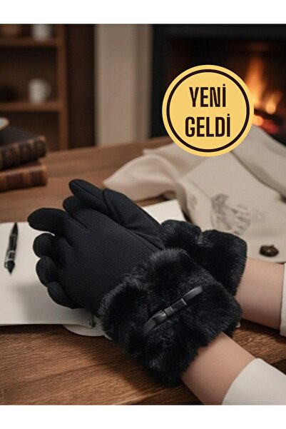 Özyıldırım Çarşı Pazar قفازات نسائية + تفاصيل من الكشمير عند المعصم + مقاس قياسي + قطن من الداخل