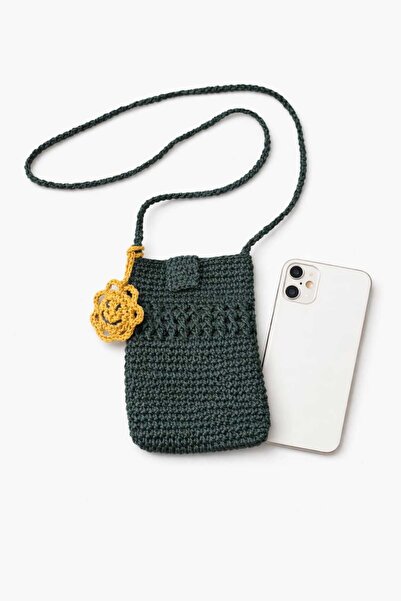 MAKSESUAR Kağıt ip Siyah Telefon Çantası