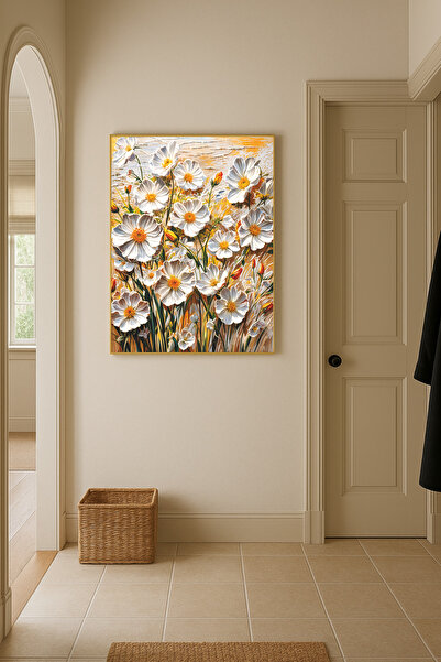 sayetablo Papatya Tarlası - Tablou modern unic cu ramă metalică din aluminiu ...