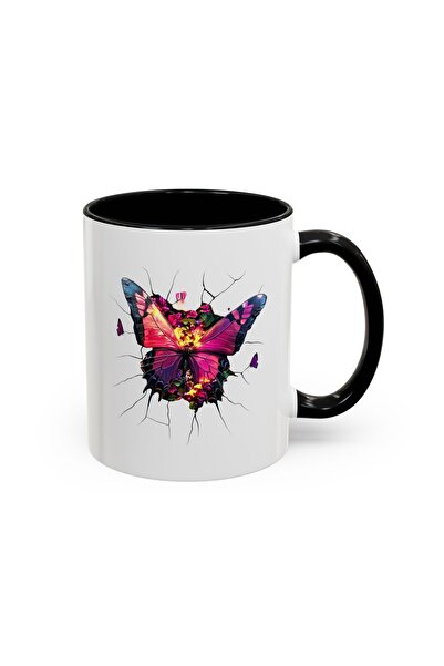 MRN Tasarım 3D Mug Cup Butterfly Themed Special Design Ceramic Mug Cup - Gift Mug Cup Coffee Cup