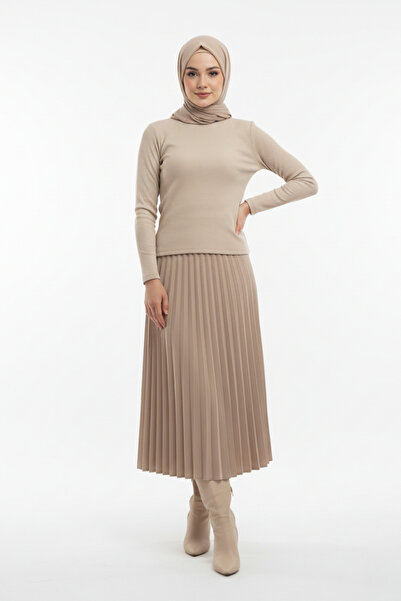 ABAY GİYİM Kadın Kaşkorse Bisiklet Yaka Uzun Kollu Bluz