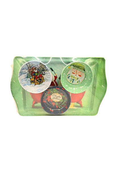 Goshıkı New Year Themed Metal Tray Set of 3 Metal Snack Bowls