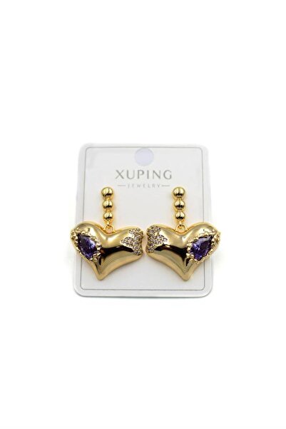 toyigoo Heart Earrings with Stones - Gold