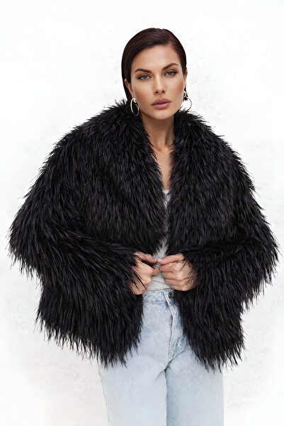 BIGNUANCE Kadın Suni Kürk Premium Yüksek Kalite Yumuşak Dokulu, Cep ve Çıt Çı...