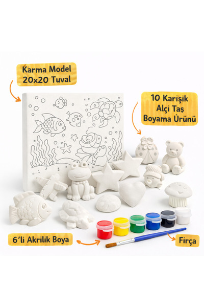 WeSank 20×20 Desenli Tuval Boyama Seti – 10’lu Kar???k Alç? Boyama Objesi + 6...