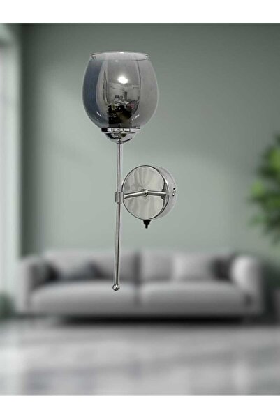 BSA LIGHTING (PİLLİ APLİK) JANSET TEKLİ KROM MODERN APLİK (AÇIK AĞIZLI FÜME CAMLİ)