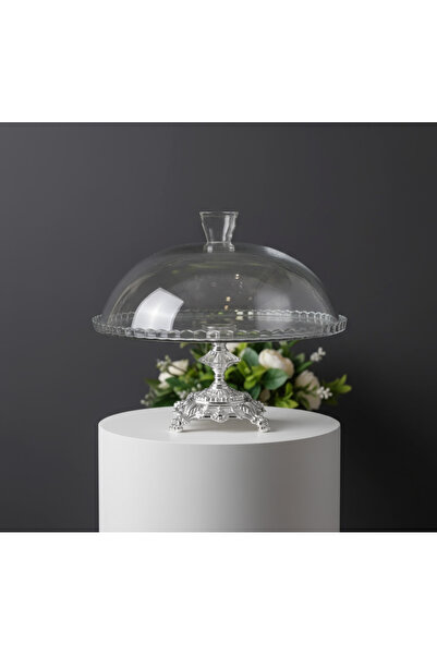 ÇNR Home Collection CAM KAPAKLI DÖKÜM AYAKLI PASTA,KEK SATANDI & FANUS