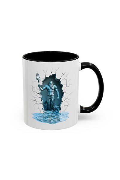 MRN Tasarım 3D Mug Cup Poseidon Themed Special Design Porcelain Mug Cup - Gift Mug Cup Coffee Cup