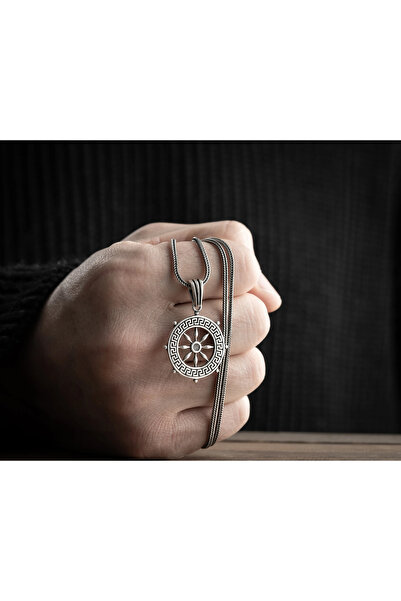 ANGORA GÜMÜŞ Gemi Dümeni Erkek Kolye | Tilki Kuyruğu Zincirli Denizci Ruhlu T...