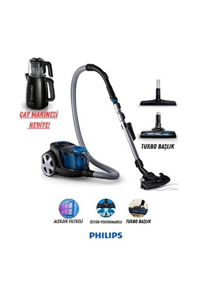 Philips Turbo Başlıklı Kompakt Tasarım ve Mükemmel Powercyclone, 3 Farklı Tem...