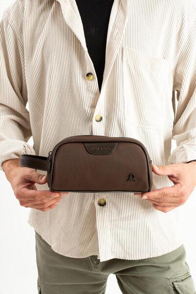 Baginn Men's Hand Bag Lacos Leather Water Resistant Portfolio Style Hand Bag Shaving Cosmetic Bag 20*10 cm