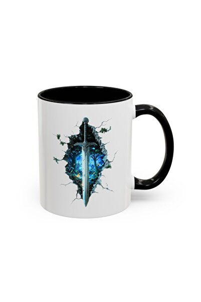 MRN Tasarım 3D Mug Cup Legendary Sword Excalibur Themed Special Design Porcelain Mug - Gift Mug Cup