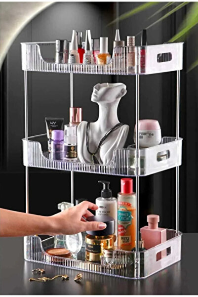 DUD 3 Katlı Makyaj Kozmetik ve Takı Organizeri Çok Amaçlı Düzenleyici Raf