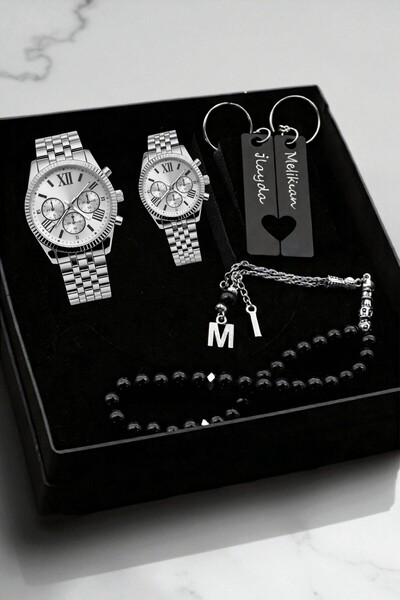 nw northwatch Kişiye Özel Çift Saat ve Anahtarlık Hediye Seti – Sevgiliye Hediye Kutulu