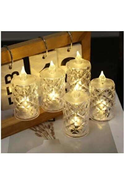 Evvano Tıkla Fırsatları Yakala Led Mum Şeffaf Kristal LED Mum Pilli Alevsiz Ç...