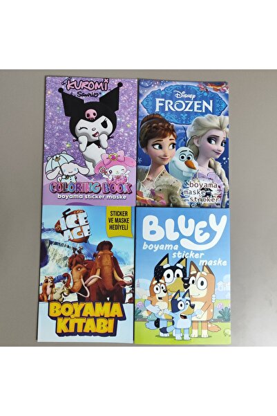 ada çanta kırtasiye 4 adet stickerli karakter figürlü boyama kitabı AD67033