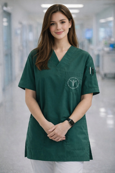 mirach 5-Pack Corporate Logo Printed Doctor Nurse Scrubs Technician Medical Uniform Surgical Single Top Series