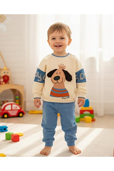 VOY KİDS Băiat de tranziție ani, set de trening cu detalii câine pentru 2-3-4-5 ani