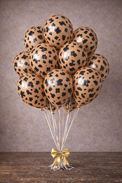 eğlencemarketi Safari İnek Desenli Baskılı Balon 5 Adet