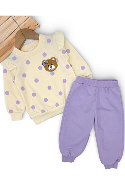 VOY KİDS Baby Girl Polka Dot Teddy Bear Embroidered Thin m Transitional 1-2-3...