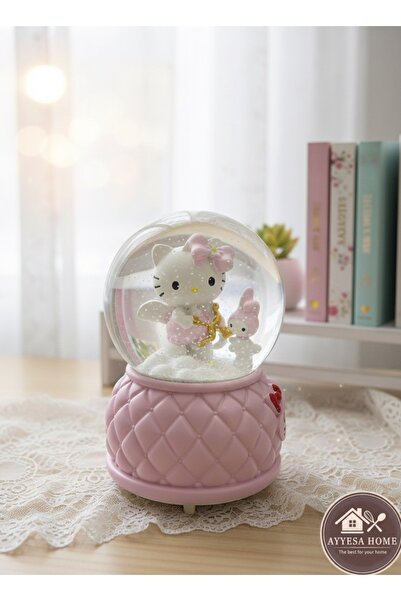 GenelTedarik AYYESA HOME BÜYÜK 16 CM Kurmalı Hello Kity Kar Küresi Yılbaşı Eş...