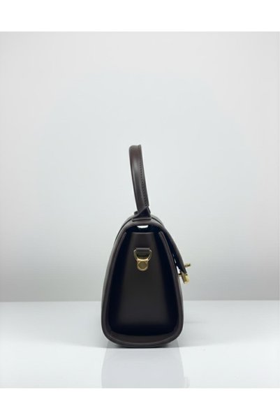 ZEGİ BAGS &MORE Acı Kahve Minimalist Classic Handbag - Gold Detailed